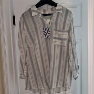 Market & Spruce Light Blue and Cream Striped Shirt